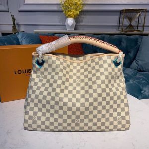 7 louis vuitton artsy mm damier azur canvas for women womens handbags shoulder bags 161in41cm lv n40253 9988