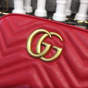 gucci Guccy gg marmont small matelass shoulder bag hibiscus red matelass chevron for women 95in24cm gg 447632 dtd1t 6433 9988