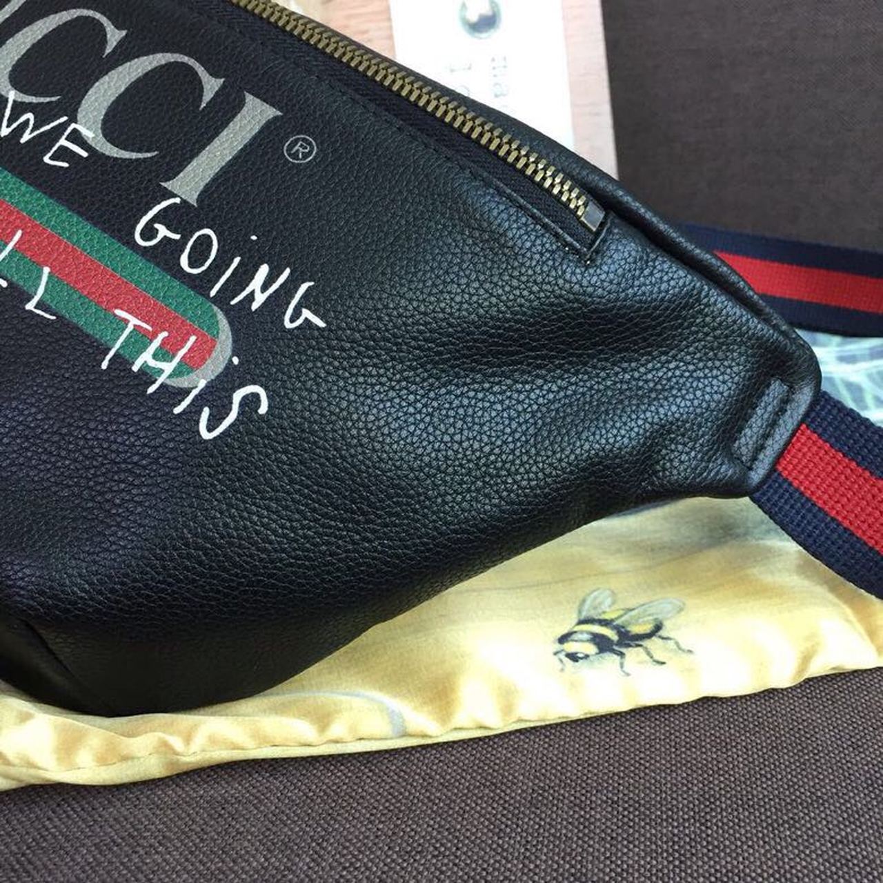 Acm Shop Gucci Print Waist Belt Bag Black For Women And Men 15In39cm Gg 530412 9988 N5 Nylon Gucci