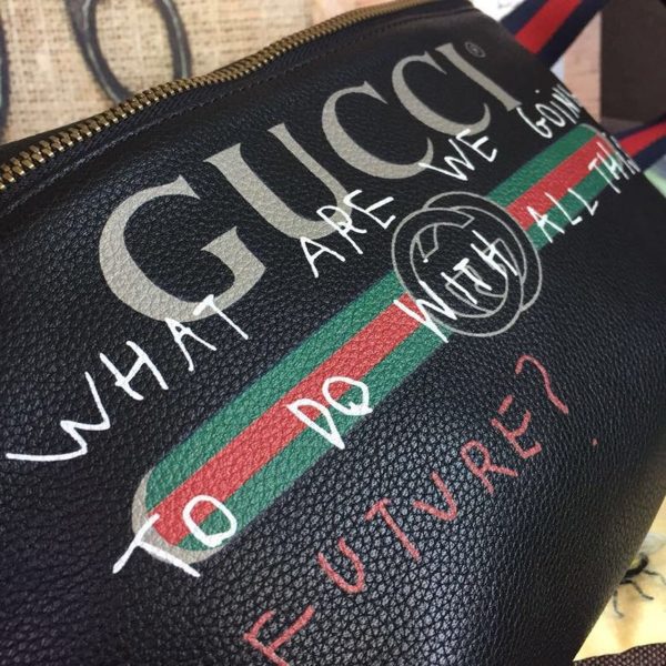 Acm Shop Gucci Print Waist Belt Bag Black For Women And Men 15In39cm Gg 530412 9988 N5 Nylon Gucci