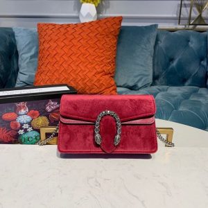 4-Gucci Dionysus Gg Super Mini Bag Red Corduroy For Women 6.5In17cm Gg   9988