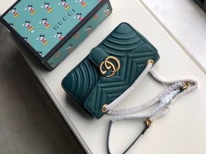 1-Gucci Gg Marmont Small Matelass Shoulder Bag Green Matelass Chevron For Women 10In26cm 443497   9988