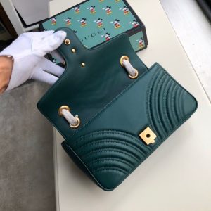 2-Gucci Gg Marmont Small Matelass Shoulder Bag Green Matelass Chevron For Women 10In26cm 443497   9988