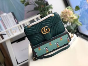 4-Gucci Gg Marmont Small Matelass Shoulder Bag Green Matelass Chevron For Women 10In26cm 443497   9988