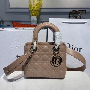 4-Christian Dior Small Lady Dior Bag Gold Toned Hardware Beige For Women 8In20cm Cd   9988