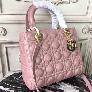 christian dior medium lady dior bag gold toned hardware dusty pink for women 24cm9in cd 9988