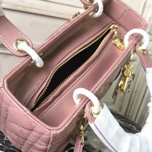 1 christian dior medium lady dior bag gold toned hardware dusty pink for women 24cm9in cd 9988