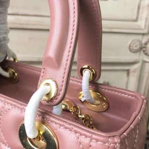 2 christian dior medium lady dior bag gold toned hardware dusty pink for women 24cm9in cd 9988