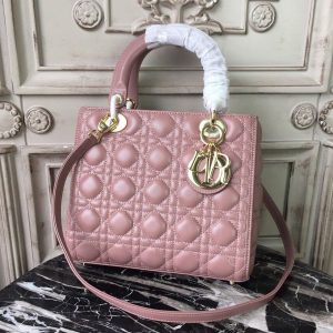 4 christian dior medium lady dior bag gold toned hardware dusty pink for women 24cm9in cd 9988