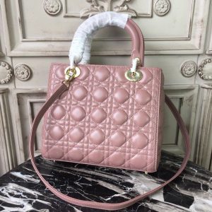 7 christian dior medium lady dior bag gold toned hardware dusty pink for women 24cm9in cd 9988