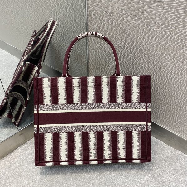 christian dior medium dior book tote red dstripes embroidery for women 36cm165in cd 9988