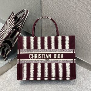 4 christian dior medium dior book tote red dstripes embroidery for women 36cm165in cd 9988