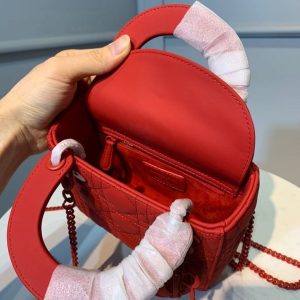 3 christian dior mini lady dior bag with chain matte hardware springsummer collection red for women womens handbags 18cm cd 9988