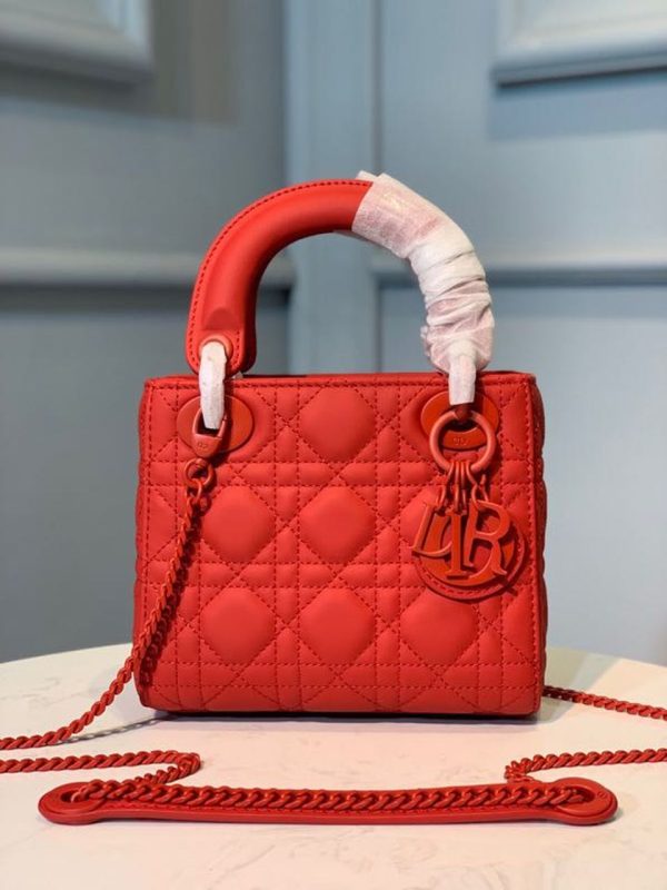 4 christian dior mini lady dior bag with chain matte hardware springsummer collection red for women womens handbags 18cm cd 9988