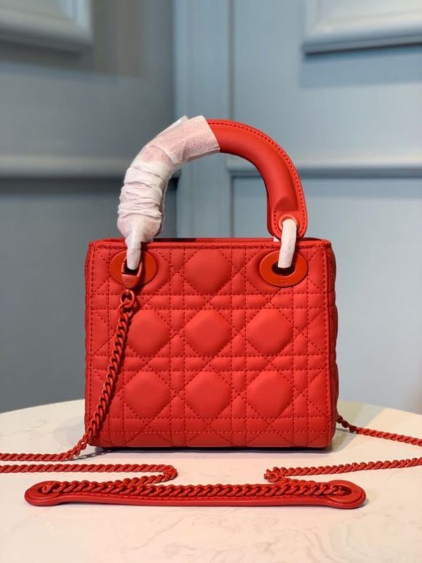 6 christian dior mini lady dior bag with chain matte hardware springsummer collection red for women womens handbags 18cm cd 9988
