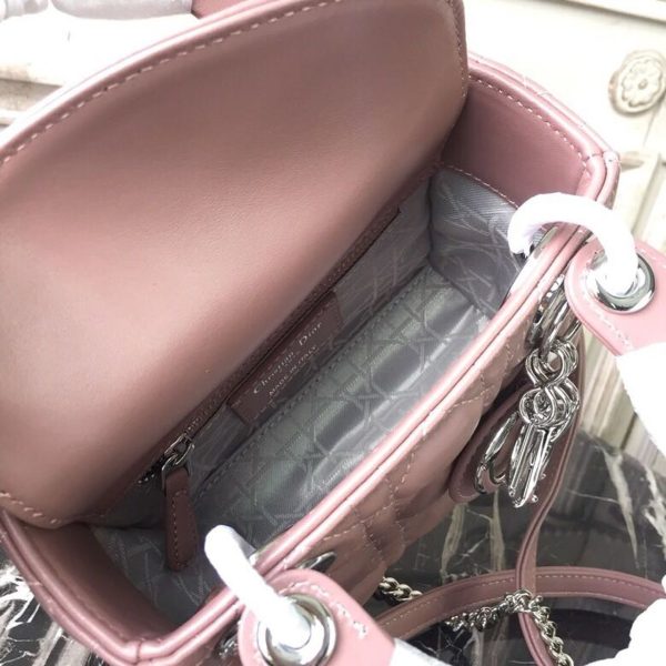 2 christian dior mini lady dior bag with chain silver hardware dusty pink for women 65in17cm cd 9988