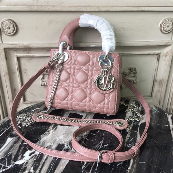 5 christian dior mini lady dior bag with chain silver hardware dusty pink for women 65in17cm cd 9988