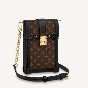 4 louis vuitton pochette trunk verticale monogram canvas black for women womens chain wallet 69in18cm lv m63913 9988