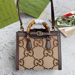 7 gucci diana jumbo gg small tote bag camel and ebony jumbo gg canvas brown for women 11in28cm 660195 ukmft 2672 9988