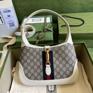 gucci jackie 1961 small shoulder bag beige and ebony gg supreme canvas for women 11in28cm 636706 huhhg 9794 9988