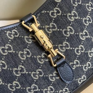 gucci jackie 1961 small shoulder bag black and ivory gg denim jacquard for women 11in28cm 678843 un3ag 1294 9988