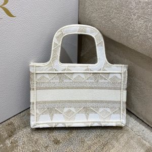 1-Christian Dior Mini Dior Book Tote Embroidery Stars Gold Dior Bag Beige For Women Womens Handbags 9In23cm Cd   9988