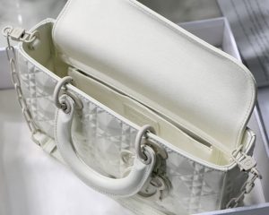3-Christian Dior Lady Djoy Bag White Macrocannage Technical Fabric White For Women Womens Handbags 26Cm Cd M0540otid_M933   9988
