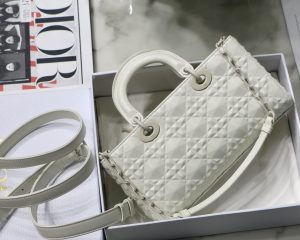 4-Christian Dior Lady Djoy Bag White Macrocannage Technical Fabric White For Women Womens Handbags 26Cm Cd M0540otid_M933   9988