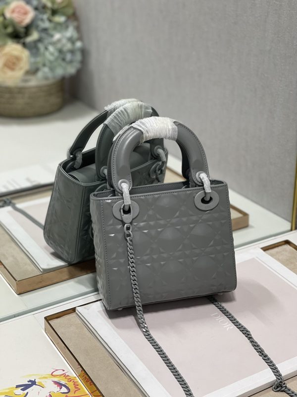 2 christian dior mini lady dior bag dark grey for women womens handbags crossbody bags 17cm cd 9988