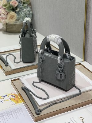 7 christian dior mini lady dior bag dark grey for women womens handbags crossbody bags 17cm cd 9988