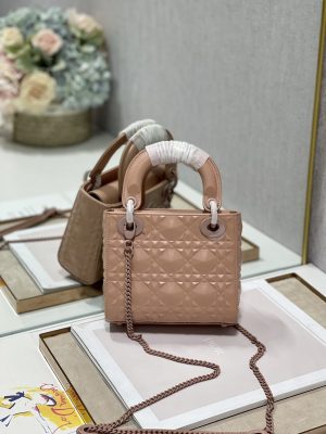 christian dior mini lady dior bag cannage with beaded motif brown for women womens handbags crossbody bags 18cm cd 9988