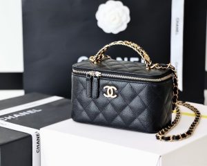 2-Chanel Small Vanity Case Black For Women 6.7In17cm As3171   9988