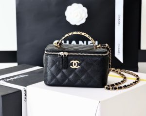 3-Chanel Small Vanity Case Black For Women 6.7In17cm As3171   9988