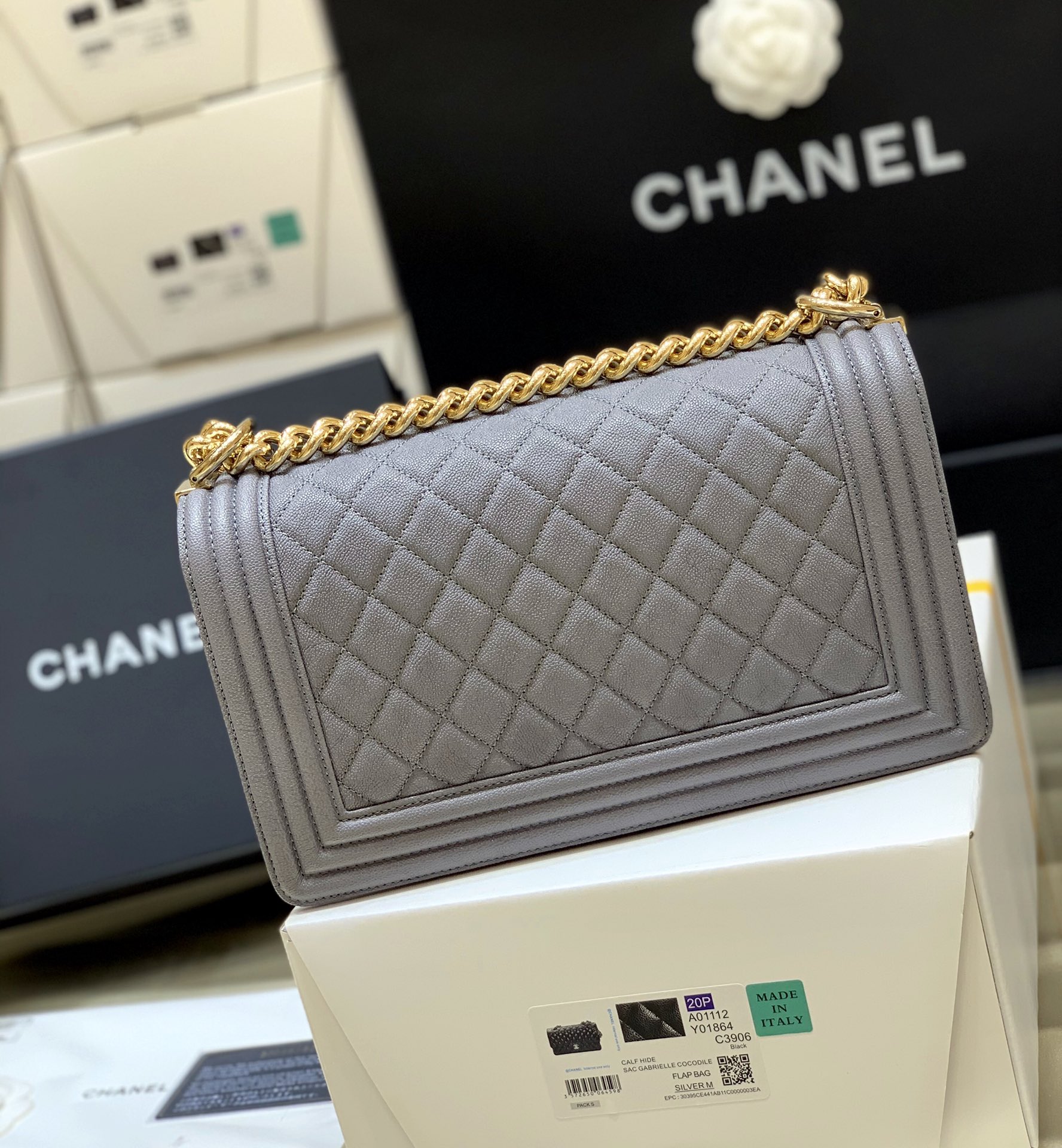 CHANEL 2008年頃製 シルクサテングリポワCCターンロックチェーン