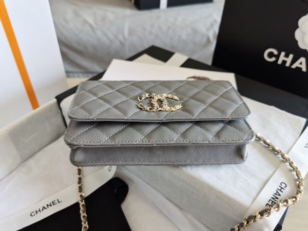 Grey chanel mini flap hot sale