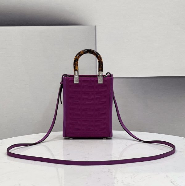 2 fendi mini sunshine shopper purple for women womens handbags shoulder and crossbody bags 71in18cm ff 8bs051 9988