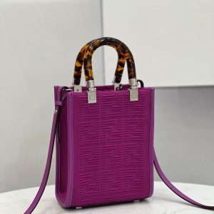 3 fendi mini sunshine shopper purple for women womens handbags shoulder and crossbody bags 71in18cm ff 8bs051 9988