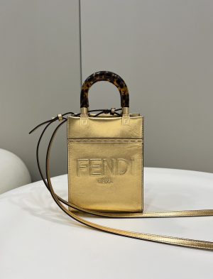fendi mini sunshine shopper gold for women womens handbags shoulder and crossbody bags 71in18cm ff 8bs051ajh7f1gnn 9988