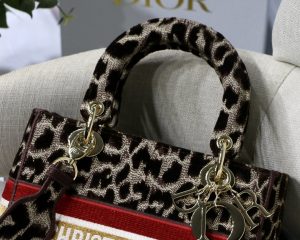 christian dior medium lady dlite bag leopard brown for women womens handbags crossbody bags 24cm cd 9988