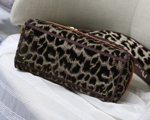 2 christian dior medium lady dlite bag leopard brown for women womens handbags crossbody bags 24cm cd 9988