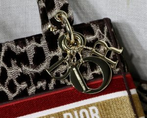 3-Christian Dior Medium Lady Dlite Bag Leopard Brown For Women Womens Handbags Crossbody Bags 24Cm Cd   9988