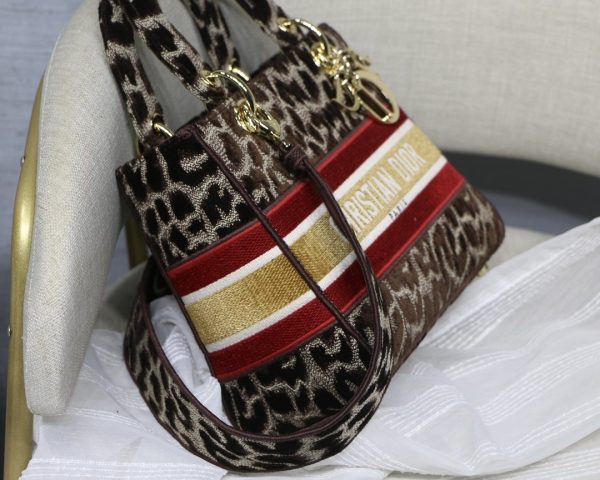 5 christian dior medium lady dlite bag leopard brown for women womens handbags crossbody bags 24cm cd 9988