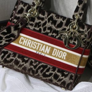 7 christian dior medium lady dlite bag leopard brown for women womens handbags crossbody bags 24cm cd 9988