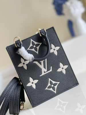 3-Louis Vuitton Petit Sac Plat Monogram Empreinte Blackbeige For Women Womens Handbags Shoulder And Crossbody Bags 5.5In14cm Lv M81416   9988