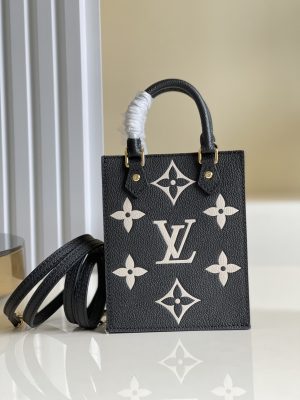 4-Louis Vuitton Petit Sac Plat Monogram Empreinte Blackbeige For Women Womens Handbags Shoulder And Crossbody Bags 5.5In14cm Lv M81416   9988