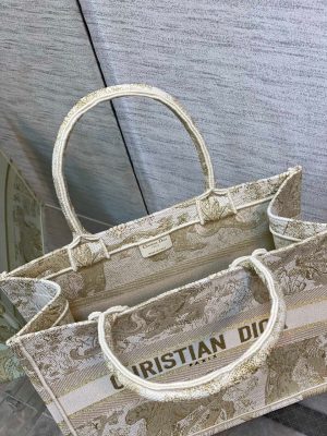 1-Christian Dior Medium Dior Book Tote Borsa Goldtone Toile De Jouy Embroidery Gold For Women Womens Handbags 36Cm Cd M1296ztqo_M01e   9988
