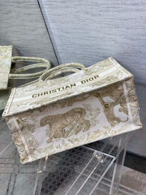 2-Christian Dior Medium Dior Book Tote Goldtone Toile De Jouy Embroidery Gold For Women Womens Handbags 36Cm Cd M1296ztqo_M01e   9988
