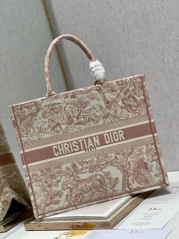 2 christian dior large dior book tote red toile de jouy embroidery light red for women womens handbags 42cm cd 9988