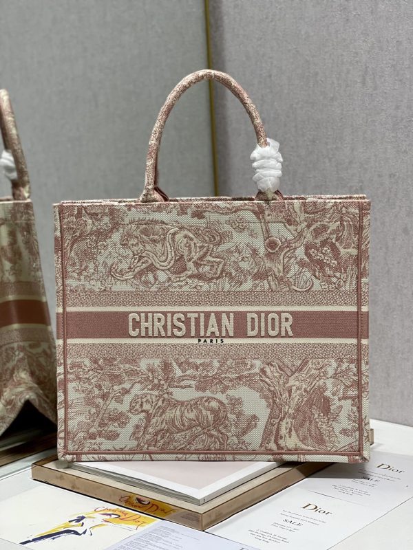 4 christian dior large dior book tote red toile de jouy embroidery light red for women womens handbags 42cm cd 9988