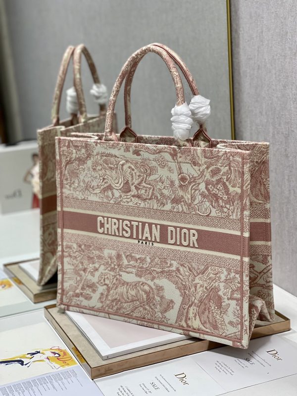 6 christian dior large dior book tote red toile de jouy embroidery light red for women womens handbags 42cm cd 9988